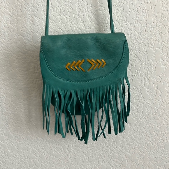 Free People Handbags - Free People X Cut and paste Los Angeles Embroidered Fringe Crossbody Leather